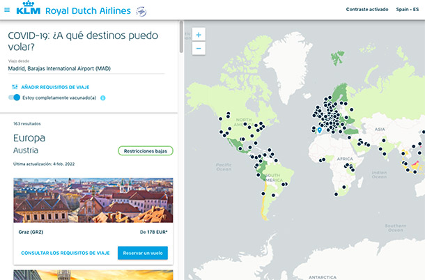 Buscador de vuelos de KLM